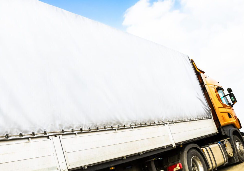 trailer truck in the road